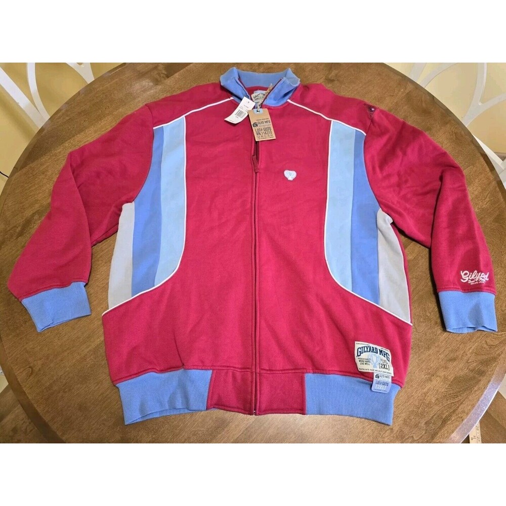 Gilyard Mfg 2XL Red Blue Full Zip Sweatshirt Logo Hip Hop Urban NWT Super Rare - Picture 1 of 17
